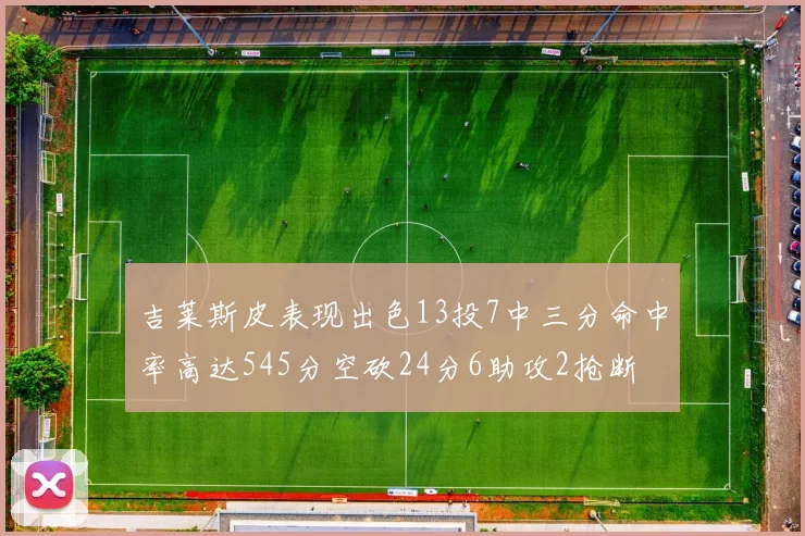 吉莱斯皮表现出色13投7中三分命中率高达545分空砍24分6助攻2抢断